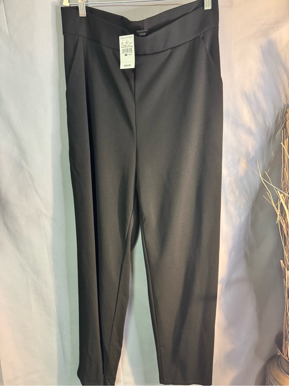 Ashley Stewart Black Tailored Tapered Trousers